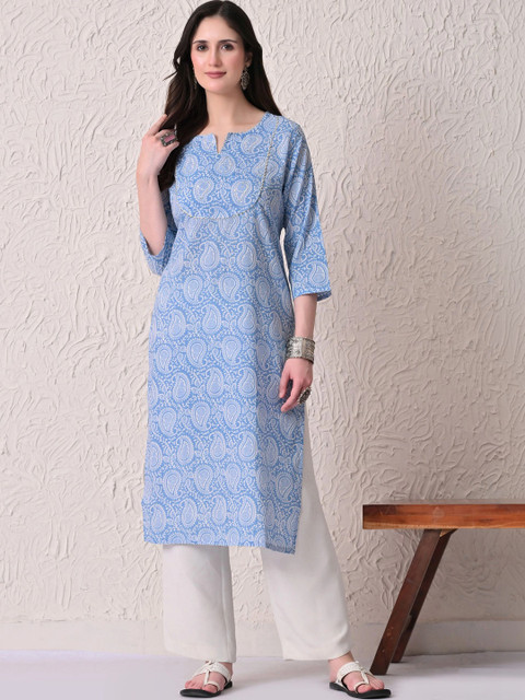 BAESD Women Paisley Printed Thread Work Kurta