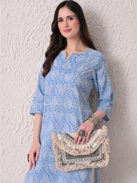 BAESD Women Paisley Printed Thread Work Kurta - Image 7