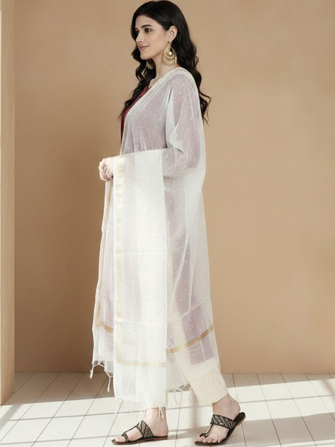 KALINI Woven Design Dupatta with Zari - Image 2