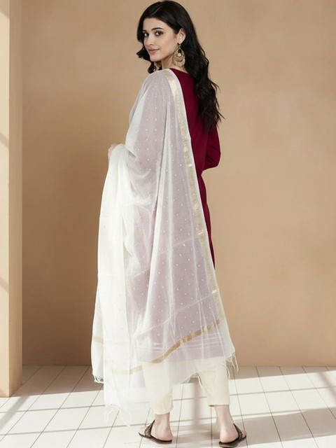 KALINI Woven Design Dupatta with Zari - Image 3
