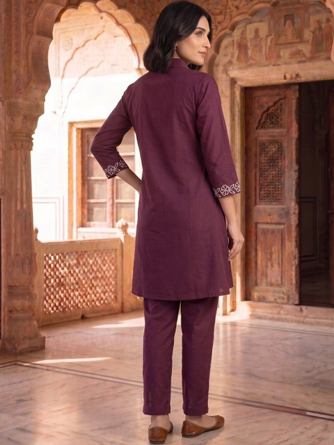 MASSTANI BY INDDUS Floral Embroidered Tunic with Trousers - Image 4
