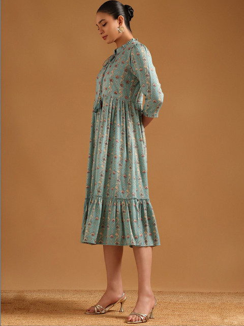Soch Floral Print Ruffled A-Line Midi Dress