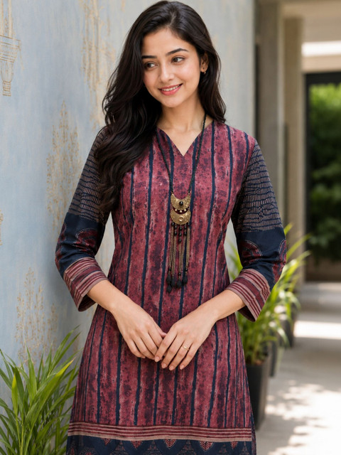 Sangria Women Ethnic Motifs Printed Indie Prints Kurta - Image 7