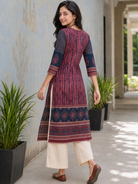 Sangria Women Ethnic Motifs Printed Indie Prints Kurta - Image 6