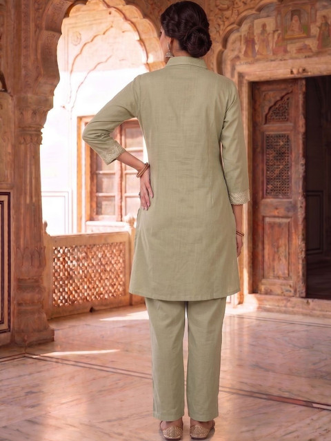 MASSTANI BY INDDUS Floral Embroidered Tunic with Trousers - Image 4