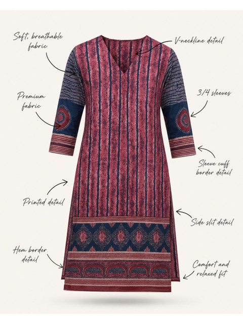 Sangria Women Ethnic Motifs Printed Indie Prints Kurta - Image 5