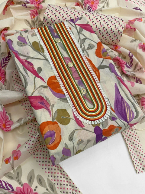 FashionsEye Printed Pure Cotton Unstitched Dress Material - Image 2