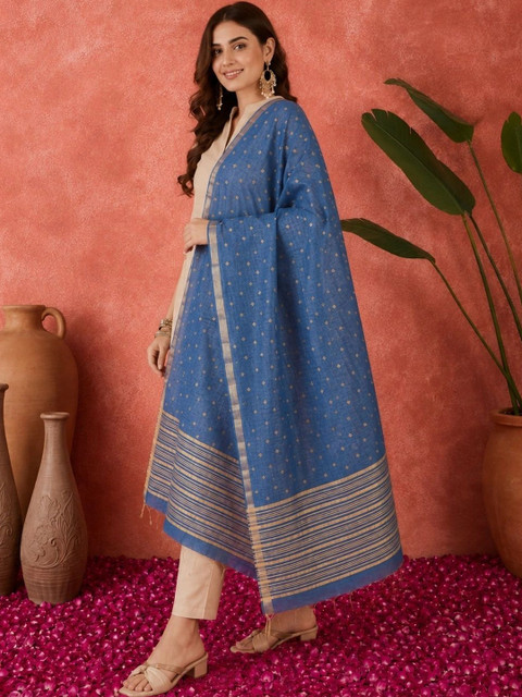 Sangria Ethnic Motifs Woven Design Dupatta - Image 5