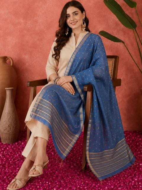 Sangria Ethnic Motifs Woven Design Dupatta - Image 4