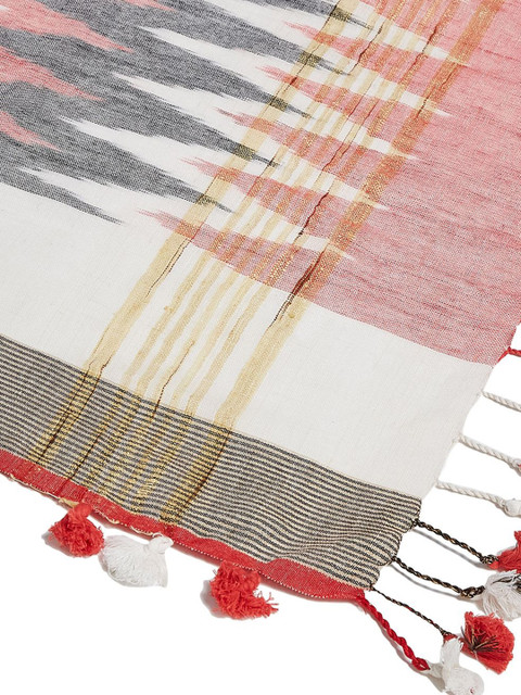 Taavi Ikkat Printed Pom Pom Edgings Dupatta - Image 6