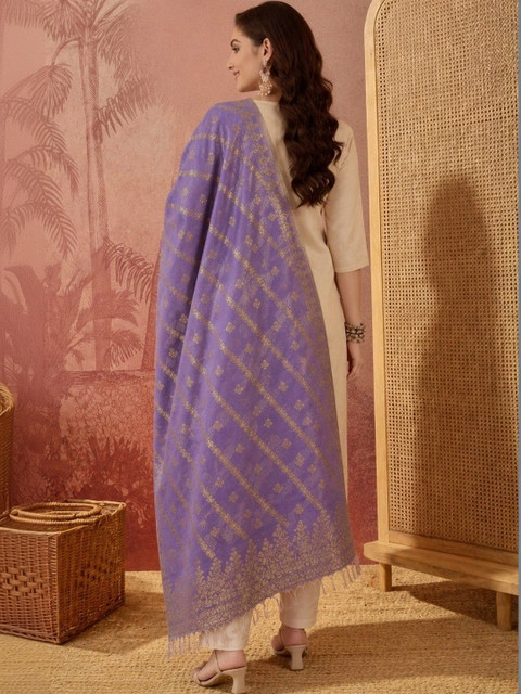 Sangria Ethnic Motifs Woven Design Dupatta with Zari - Image 3