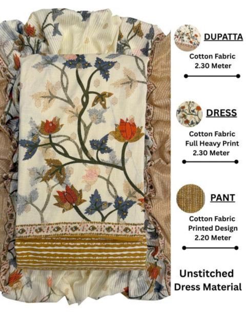 CLEMIRA Printed Pure Cotton Unstitched Dress Material - Image 6