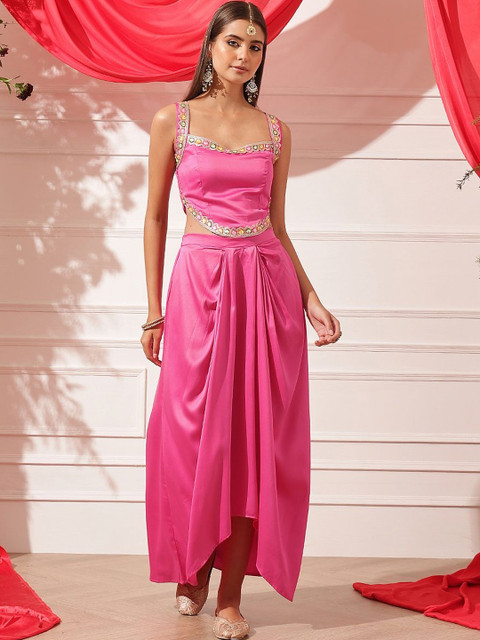 indo street Embellished Top with Skirt