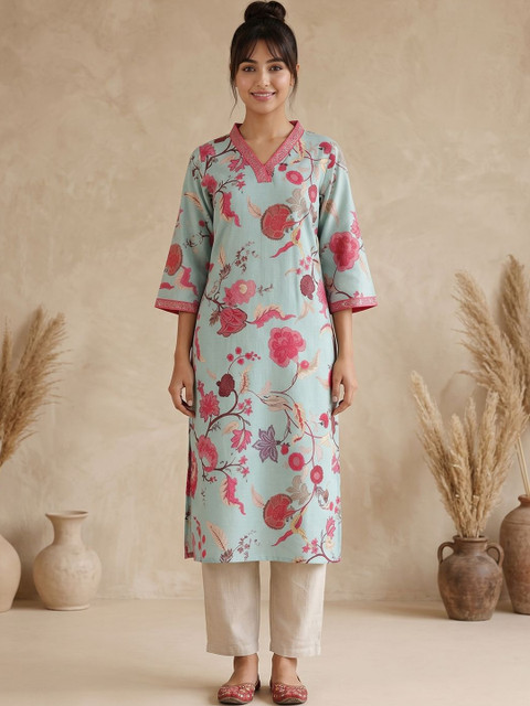 Varanga Women Floral Printed Floral Kurta - Image 3