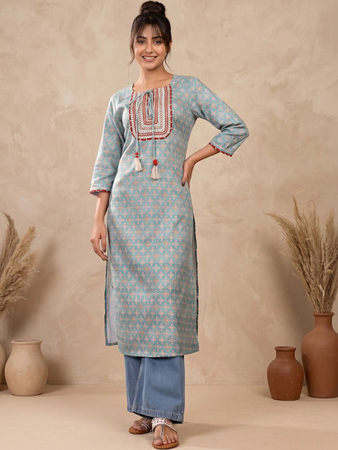 Varanga Women Ethnic Motifs Printed Thread Work Kurta