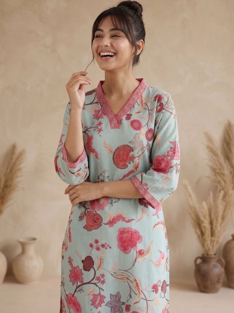 Varanga Women Floral Printed Floral Kurta - Image 4