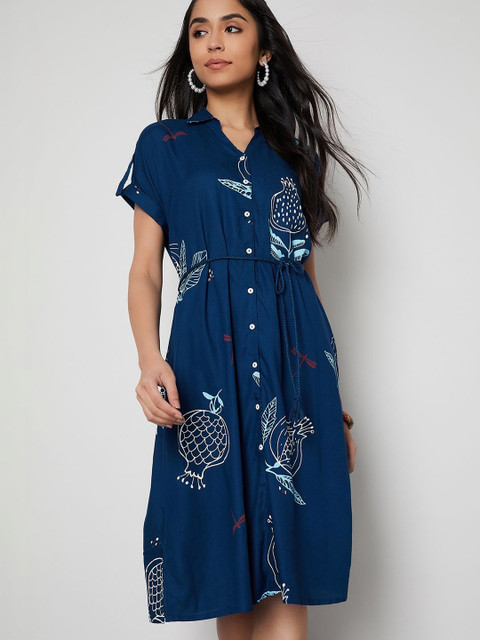 Colour Me by Melange Floral Print A-Line Midi Dress