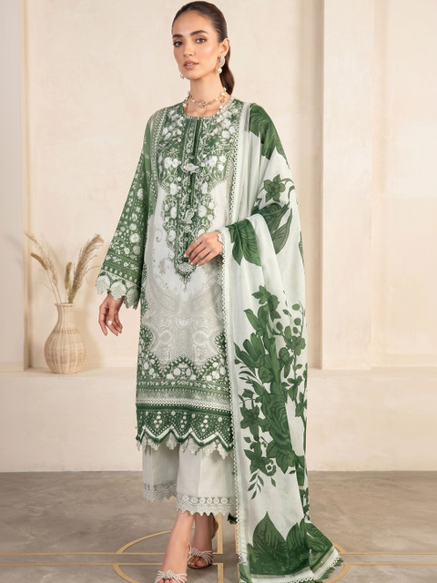 Rosaniya Printed Pure Cotton Unstitched Dress Material - Image 5