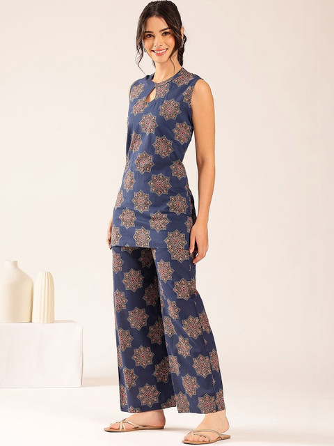 Vbuyz Bohemian Cotton Printed Tunic with Palazzos - Image 3