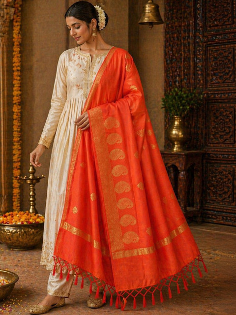 STUTI FASHION Ethnic Motifs Woven Design Dupatta with Zari