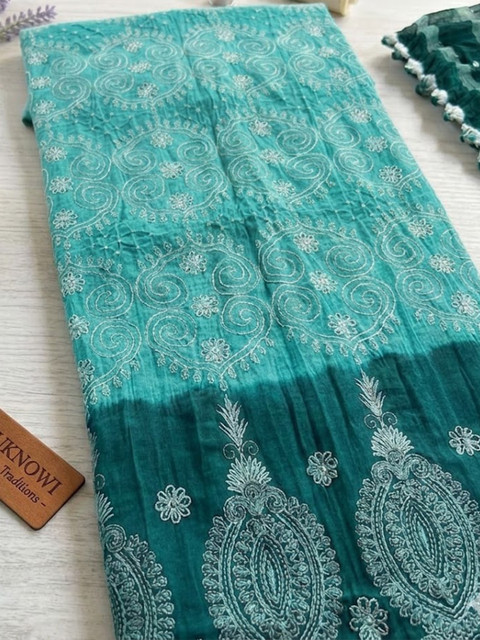 Madhuri Creation Bandhani Embellished Pure Cotton Unstitched Dress Material - Image 3