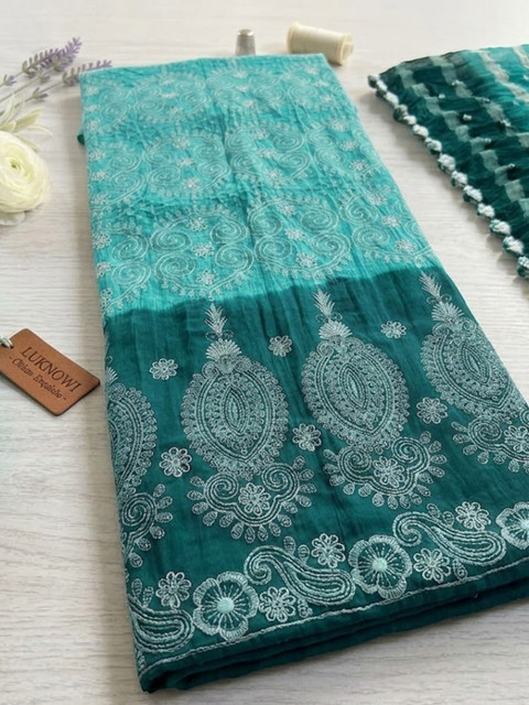 Madhuri Creation Bandhani Embellished Pure Cotton Unstitched Dress Material - Image 2
