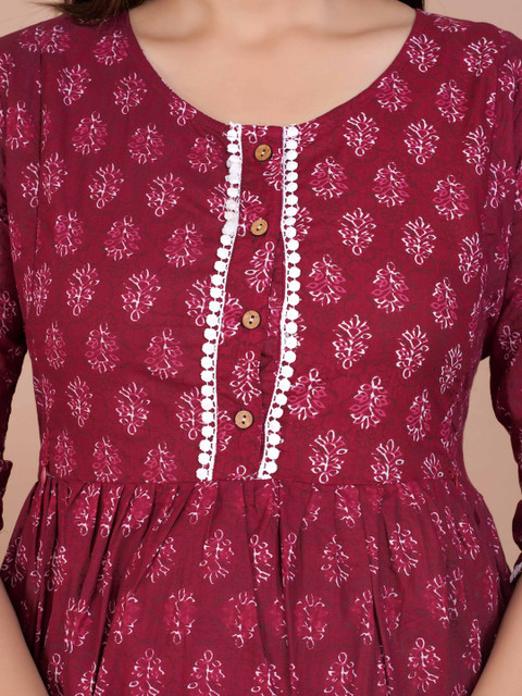 Indiwest Ethnic Motifs Print Maternity A-Line Midi Dress - Image 5