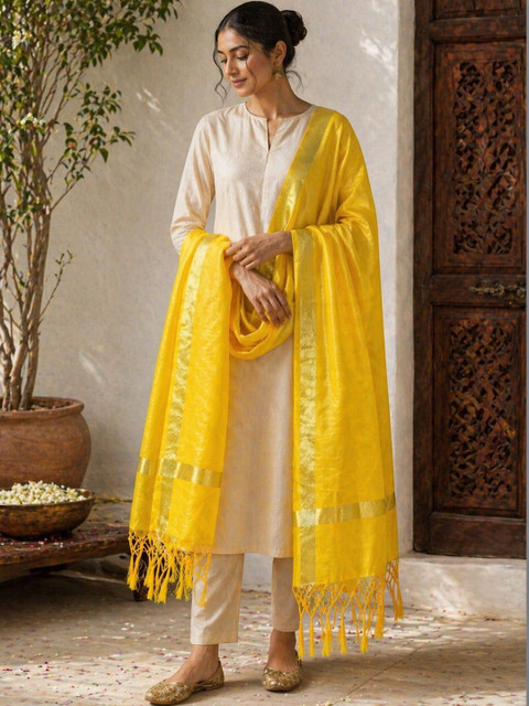 STUTI FASHION Ethnic Motifs Woven Design Dupatta with Zari