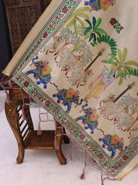 LUMIN KNOT Ethnic Motifs Printed Kalamkari Dupatta - Image 5