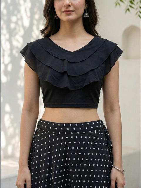 ZIVRAA Ruffled Solid Top with Skirt - Image 3