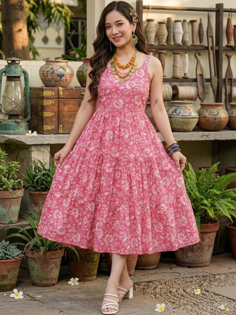 HERE&NOW Floral Print Fit & Flare Dress