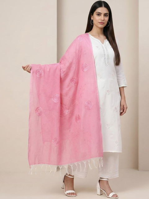 MUFFLY Embroidered Dupatta with Thread Work