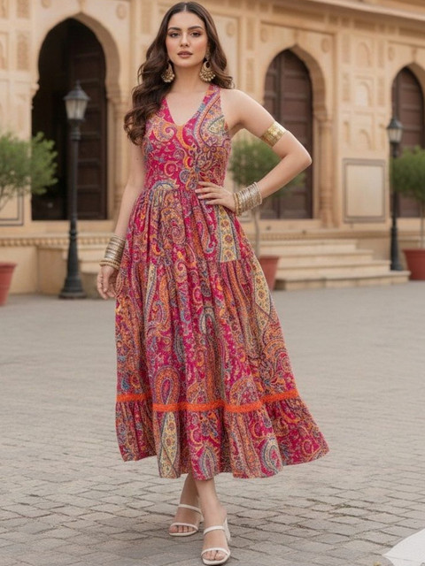 HERE&NOW Print Fit & Flare Midi Dress