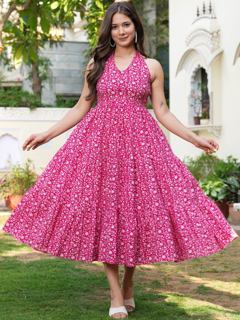 HERE&NOW Women Pink Floral Printed Dress