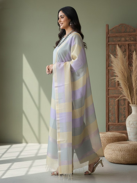 Sangria Striped Dress Material - Image 3