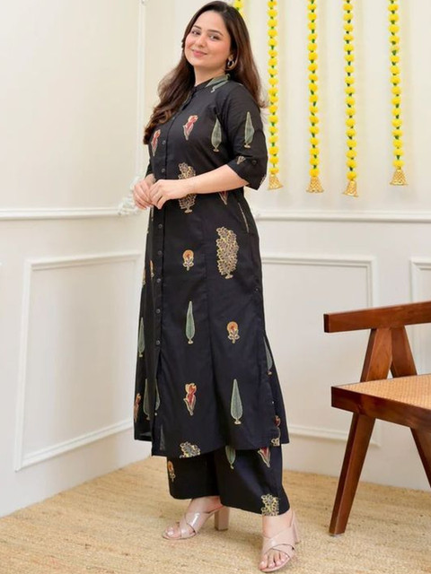 Moda Rapido Chanderi Printed Tunic With Palazzos - Image 3