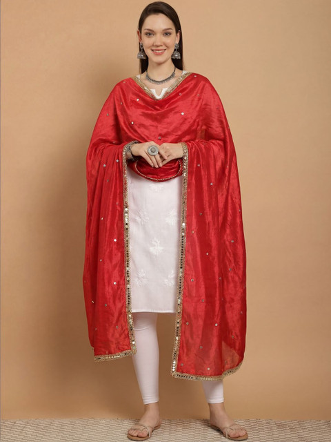 Clora Creation Women Mirror Work Embellished Dupatta