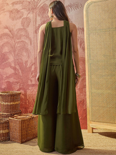 Sangria Floral Embroidered Top with Palazzos - Image 5