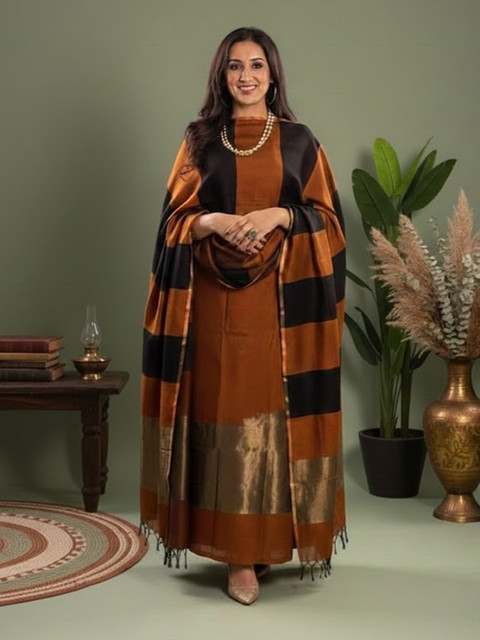 Sangria Striped Dress Material - Image 2