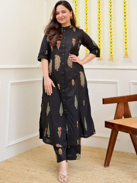 Moda Rapido Chanderi Printed Tunic With Palazzos