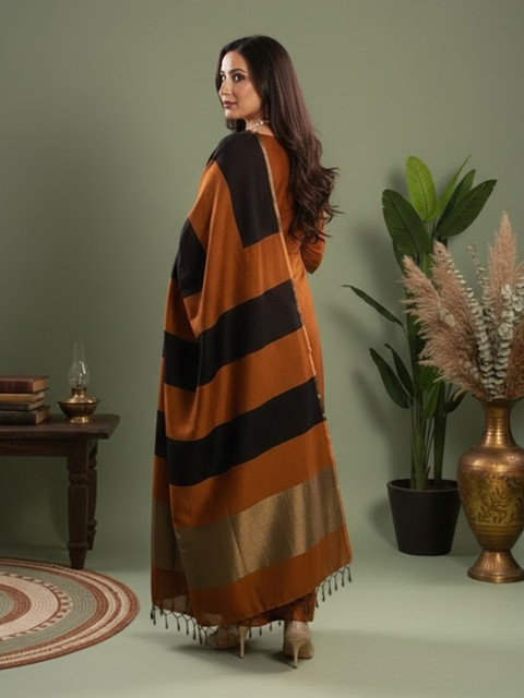 Sangria Striped Dress Material - Image 5