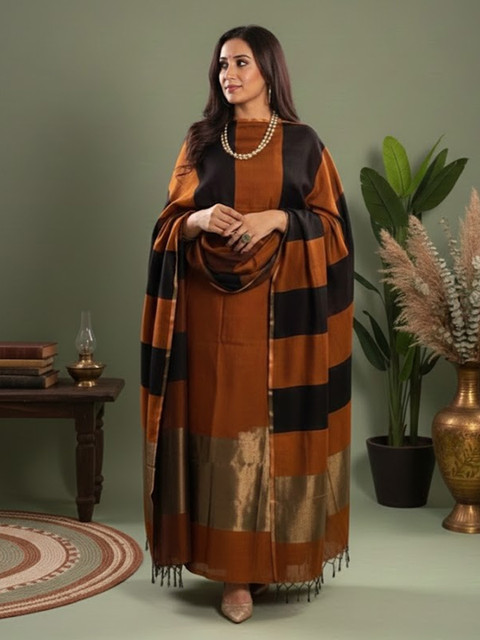 Sangria Striped Dress Material - Image 6