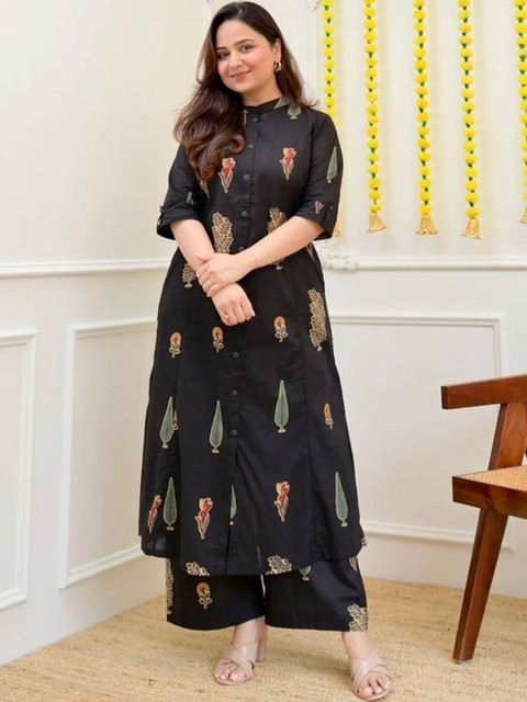 Moda Rapido Chanderi Printed Tunic With Palazzos - Image 7