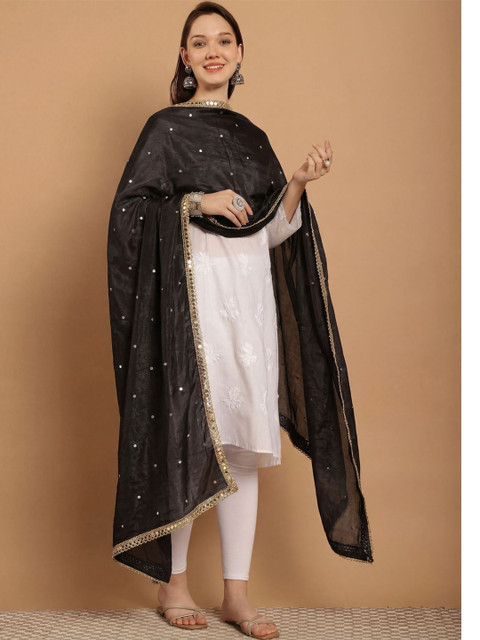 Clora Creation Women Mirror Work Embellished Dupatta