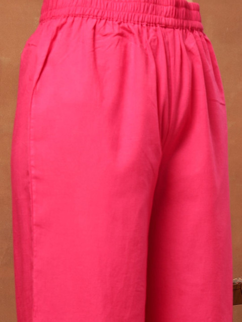 Sangria Printed Pure Cotton Round Neck Kurta & Palazzos With Dupatta - Image 4
