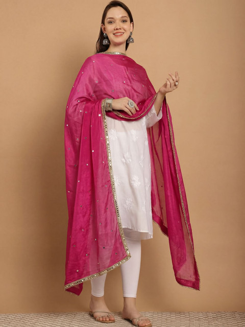 Clora Creation Women Mirror Work Embellished Dupatta