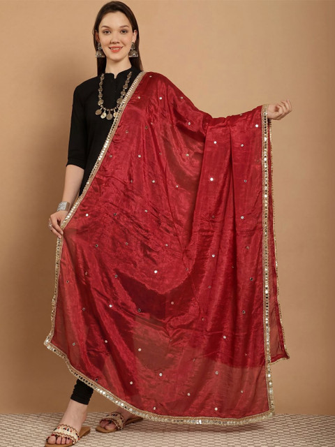 Clora Creation Women Mirror Work Embellished Dupatta