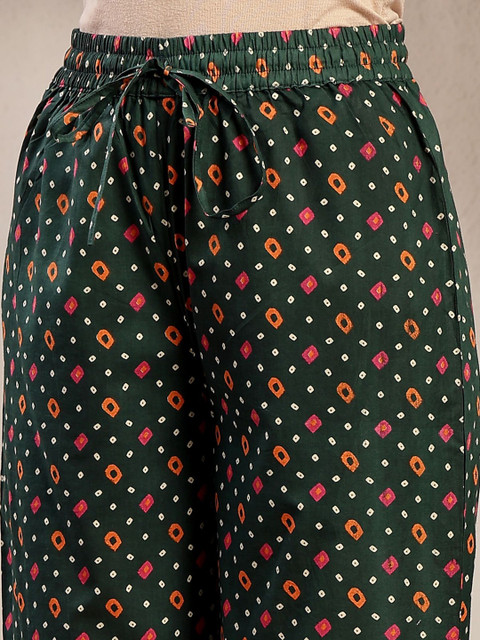 Sangria Printed Cotton V-Neck Kurta & Palazzos With Dupatta - Image 4