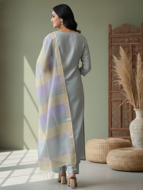Sangria Striped Dress Material - Image 4