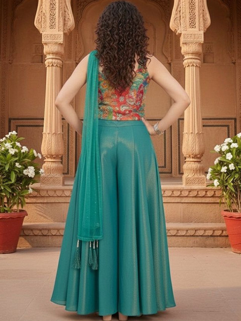 Sashay Boutique Women Floral Embroidered Regular Top with Sharara & With Dupatta - Image 2